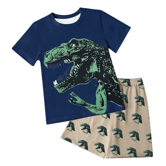 UAYOTSE Boy Clothes Kids Boy's Summer Outfits Shorts Sleeve Crewneck T Shirt Tops Tees Shorts Sets Boy's 2 Piece Outfits,Sizes 9-10 Years