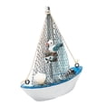 thumbnail image 2 of Mediterranean Sailboat Statue Nautical Coastal Tabletop Decor with Shell Lifebuoy Seagull Mini Wooden Sailboat Ornament for Living Room Bathroom Desk Beach Themed Home Decor Gift, 2 of 4