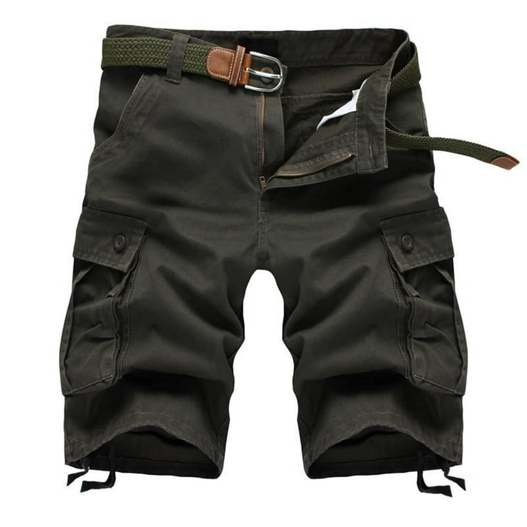 Men's Cargo Shorts Cotton Elastic Relaxed Fit Multi-Pocket Outdoor