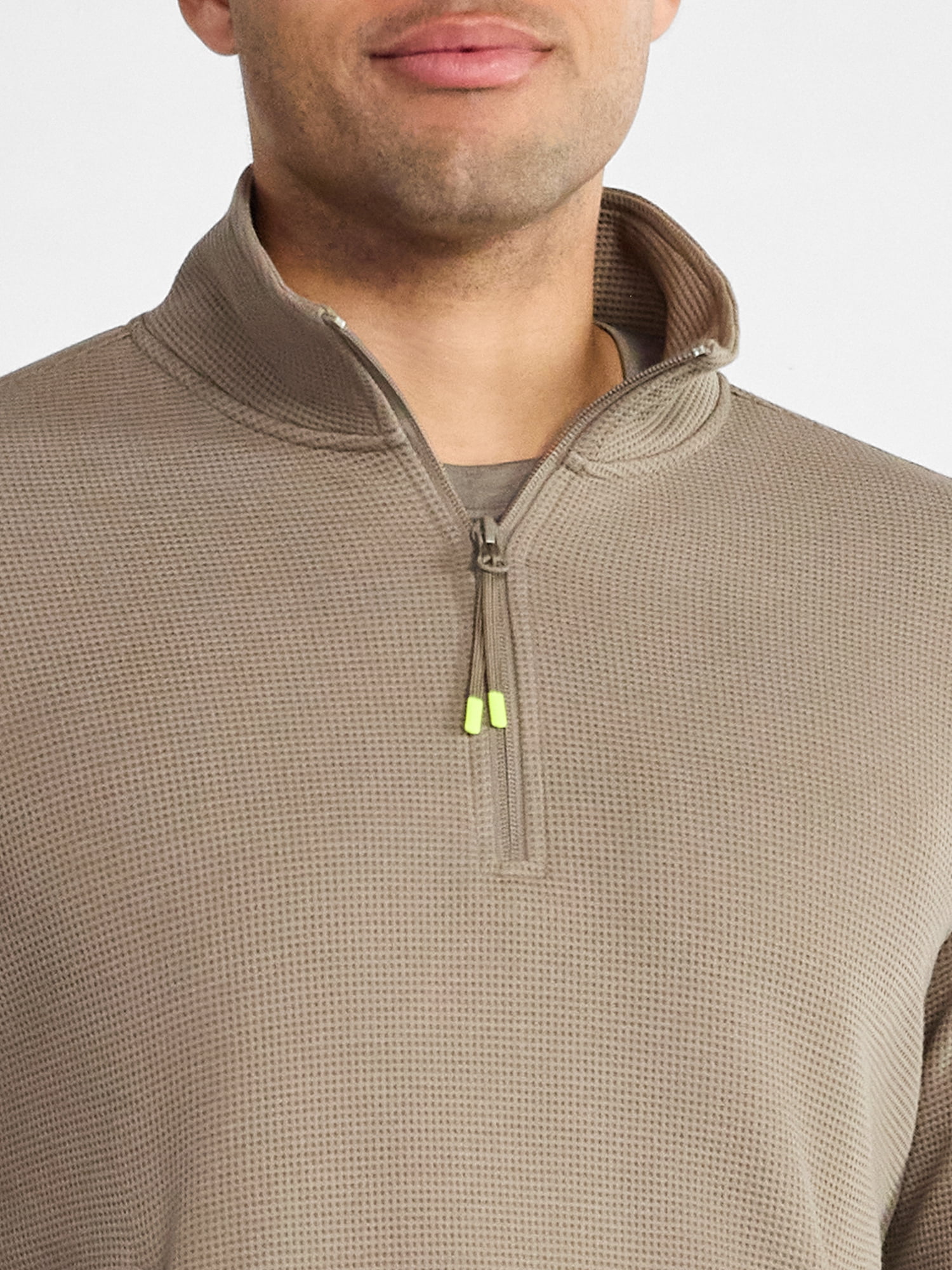 Athletic Works Men's and Big Men's Waffle Quarter Zip Pullover, Sizes S-3XL