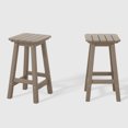 thumbnail image 5 of WestinTrends Malibu 24" HDPE Outdoor Patio Counter High Backless Square Bar Stools Set of Two, Weathered Wood, 5 of 8