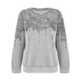 thumbnail image 4 of Fall Sweaters for Women Dressy Women's Star Print Hatless Sweatshirt Long Sleeve Fashion Top Sweatshirt Loose Pullover Top Grey XL, 4 of 5