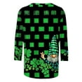 thumbnail image 4 of SELONE St. Patricks Day 3/4 Pullover Tops Womens 3/4 Sleeve Crewneck Sweatshirt Leprechaun Plaid Pullover Casual Clothes, 4 of 5