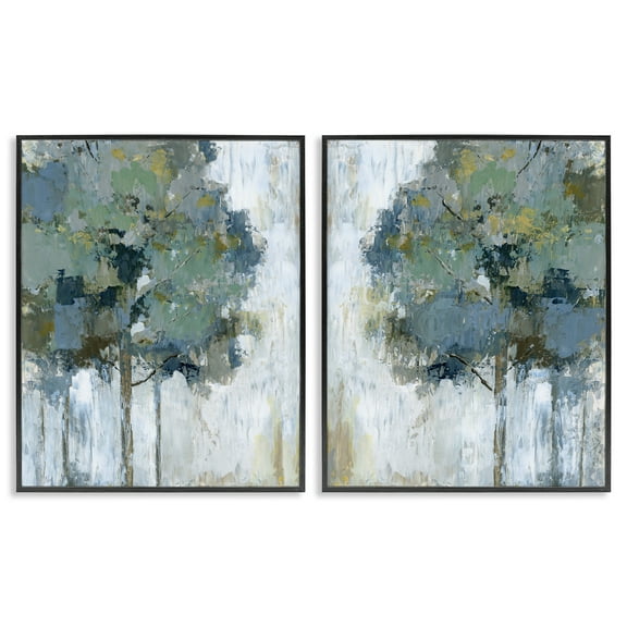 Stupell Industries Tree Impressions Abstract Landscape & Nature Painting Black Framed Art Print Wall Art, 11 x 14, Set of 2