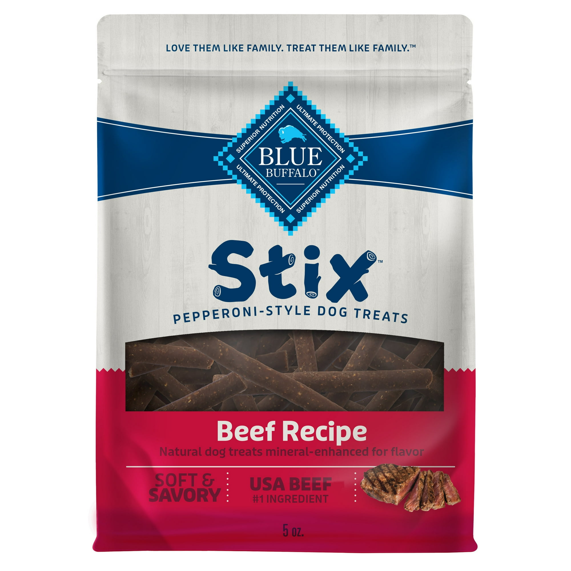 Blue Buffalo Stix Pepperoni-Style Dog Treats, Beef Recipe, 5-oz. Bag