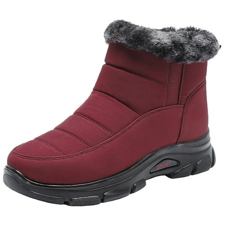 

Juebong Winter Fur Lined Winter Snow Boots Women s Ankle Booties Warm And Thick Waterproof Women s Shoes Red Size 5-5.5