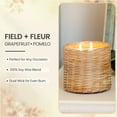 thumbnail image 4 of FIELD FLEUR Myrrh Wood Scented Candle – Luxury 12oz Soy Wax, 2-Wick Handwoven Glass Jar, Earthy Patchouli and Myrrh with Warm Amber and Sandalwood – Santal Candle, 75+ Hour Clean Burn, USA Made, 4 of 10