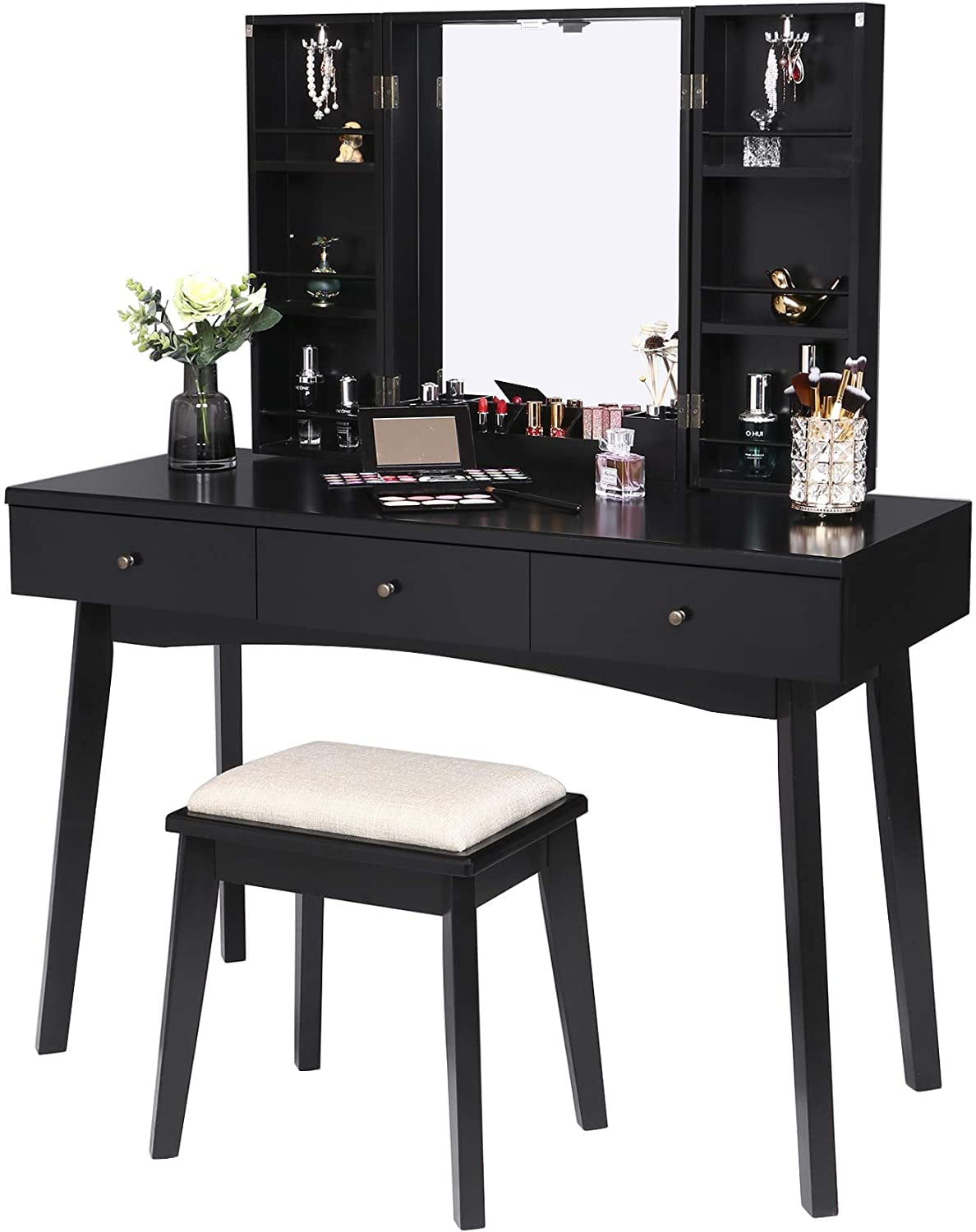 Tribesigns Tribesigns Vintage Vanity Table With Lighted Mirror, Vintage