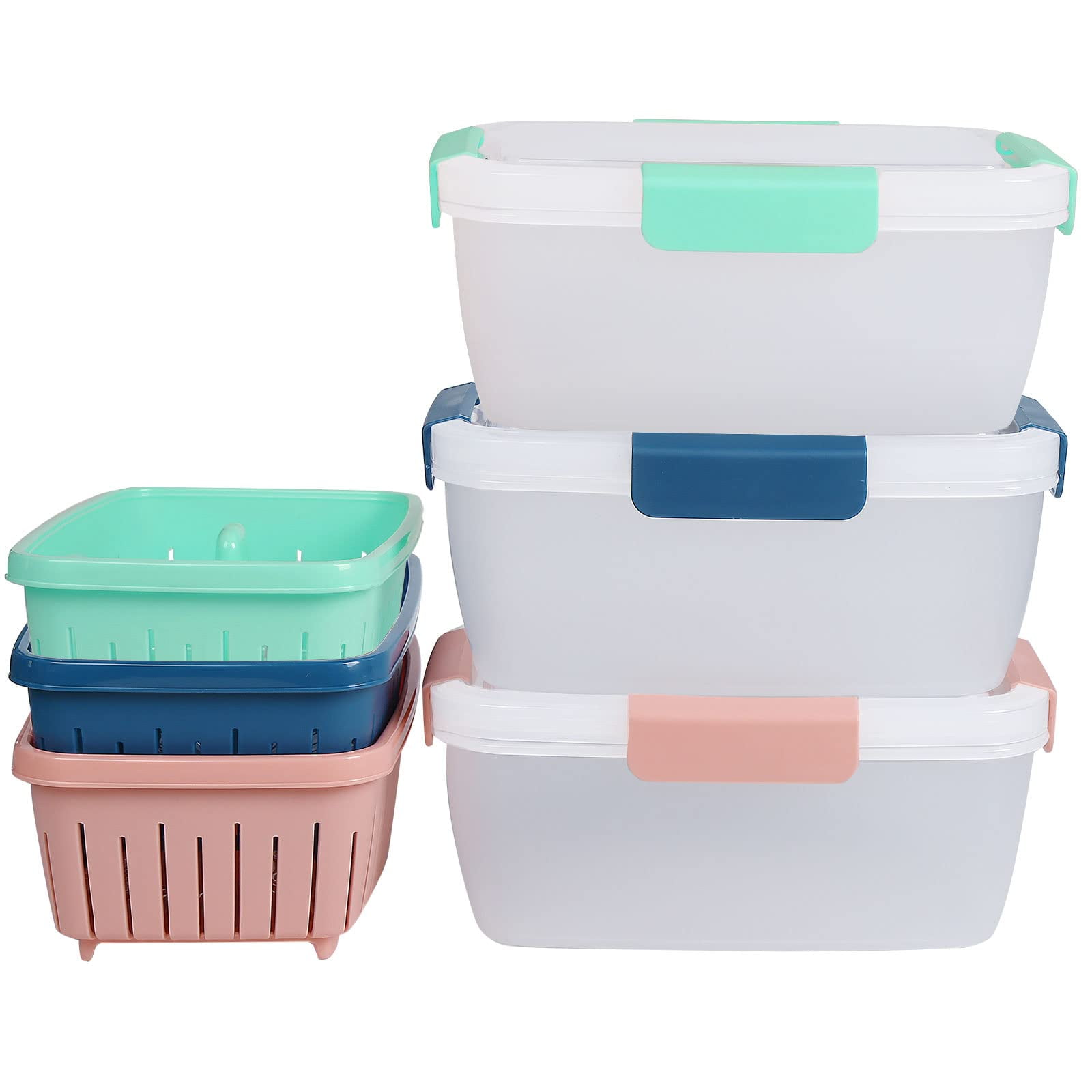 shopwithgreen 3 Pack 68oz Berry Keeper Container, Fruit Produce Saver Food  Storage Containers with Removable Drain Colanders, Vegetable Fresh Keeper  Set