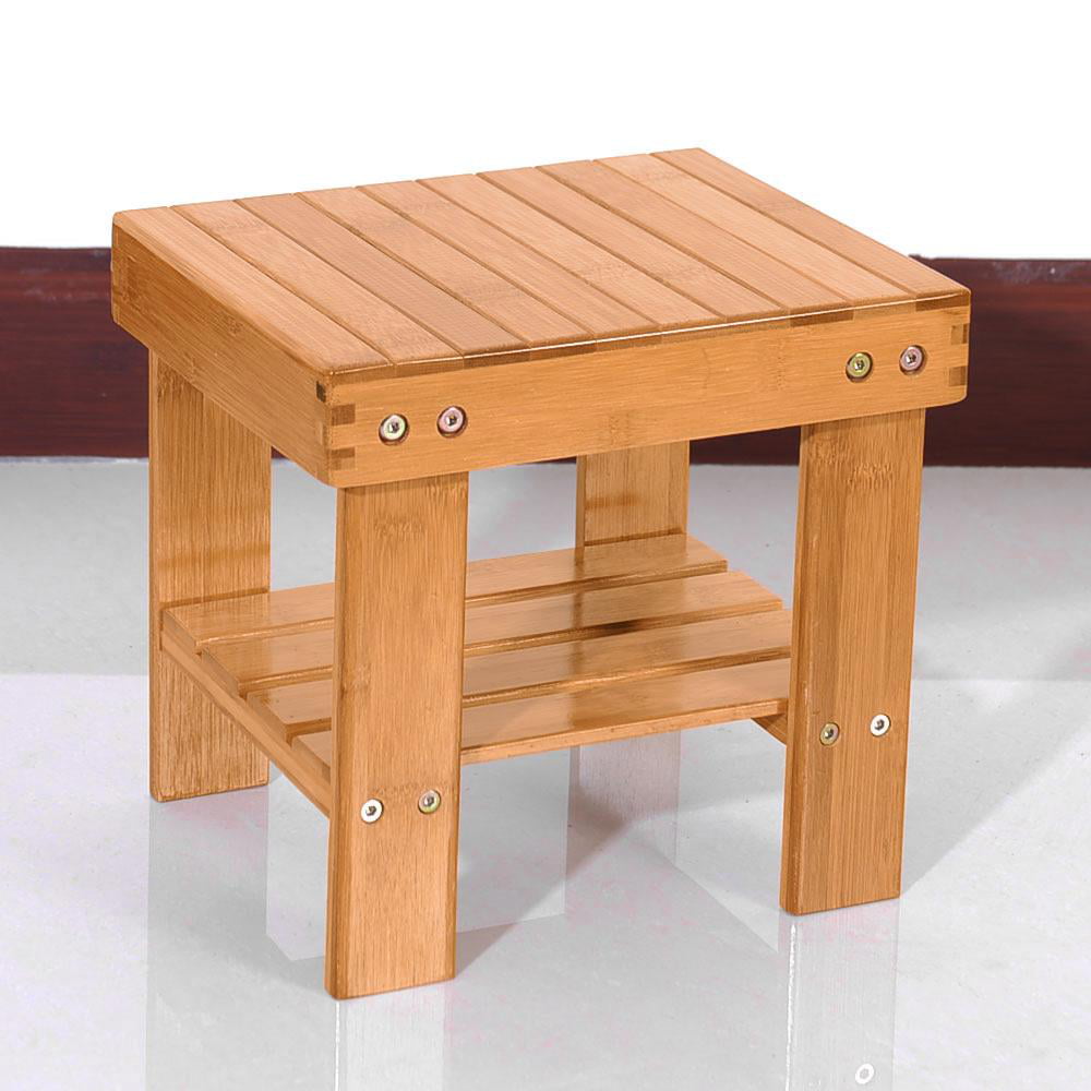 Wooden Step Stool for Kids Adults Small Wood Shower Foot Rest Stool Shaving Legs Potty Stool for Bathroom Sink Bed Kitchen Black 