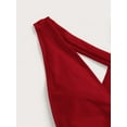 thumbnail image 5 of Hotian Women Plunge V Neck Self Tie One Piece Monokini Swimsuit Red S, 5 of 7