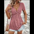 thumbnail image 4 of Camiseta de Verano para Mujer con Cuello en V, Corta y Volantes, Color Rosa XXL, 4 of 7