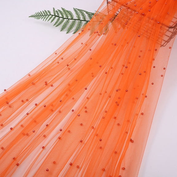 ERDOUY Blush Pearl Sheer Tulle Fabric 39x63 Inches, Elegant Mesh Material for Tutu Skirts, Wedding Arch, Bridal Veil & Party Table Decor,Orange