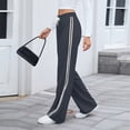 thumbnail image 5 of CIENVNSTG Women's Loose-Fit Straight Wide Leg Track Pants High Waisted Drawstring Side Striped Design Sweatpants with Pockets Practical Athletic Bottoms for Everyday Casual Style Navy L, 5 of 7