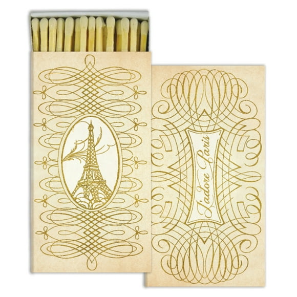 HomArt Large Decorative Paris Script Gold Foil Matches