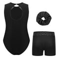 thumbnail image 2 of TiaoBug Gymnastics Leotards for Girls Sports Ballet Unitard Active Bodysuit Matching Hair Scrunchie Black 8, 2 of 5