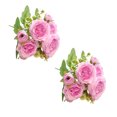 thumbnail image 2 of Bearachild 2 paquetes/lote de flores artificiales respetuosas con el medio ambiente para decoración del hogar, ramo de para elegir Decoración rosa, 2 of 6