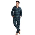 thumbnail image 4 of LNFINTDO Mens Flannel Pajama Sets Plaid Cotton Pajamas Pjs Set Button Down Soft Warm Lounge Sleepwear Tops & Pjs Pants, Green Plaid, Large, 4 of 8