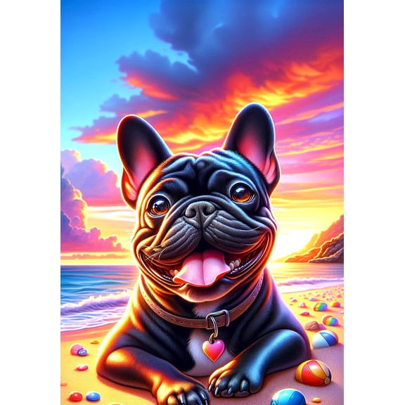 French Bulldog Black- Best of Breed DCR Summer Sunset Outdoor House Flag 28" x 40"
