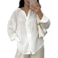 thumbnail image 4 of Endives Womens Linen Shirt Button Down Shirts Long Sleeve Casual Blouses Linen Clothes Thin Lightweight Breathable Womens Top, 4 of 6