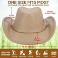 thumbnail image 3 of EINSKEY Packable Cowboy Hat for Women Men, Shapeable Brim UPF50+ Sun Protection, Fedora Panama Western Style Leather Cowgirl Hat Beige, 3 of 9