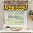 thumbnail image 3 of 2 Pack Valances for Windows, Sunflowers Hope Window Valances for Living Room/Bedroom/Bathroom, Farmhouse Floral Brown Wooden Grain Light Filtering Kitchen Curtain Valance 60"W x18" L, 3 of 9