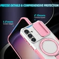thumbnail image 4 of Allytechgroup Magnetic Case for Samsung Galaxy S25+ with Lens Slide Cover, [Non-Slip] [Military Grade Protection] Slim Shockproof Ring Stand Case Support Wireless Charging, Pink+White, 4 of 10