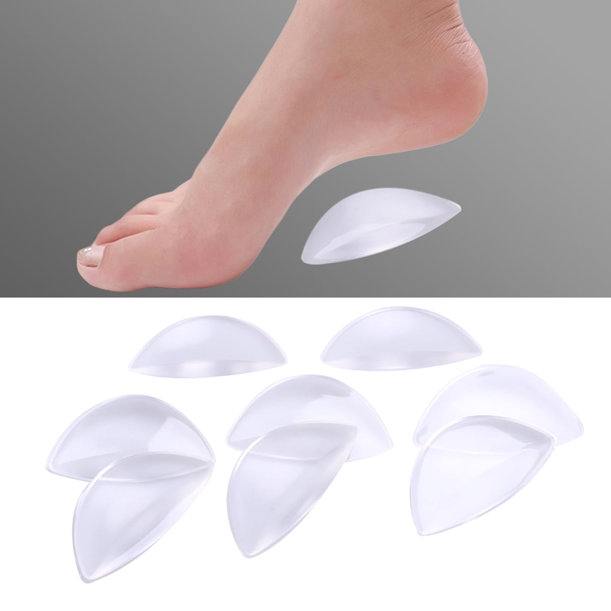 1 pair Silicone Gel Insoles Shoe Pads for Arch Flat Feet Clear T6N4 