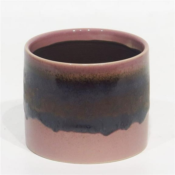 MDR Trading Inc. AI-CE00-243_Q01 Purple And Black Reactive Glaze On Pink Planter