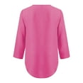 thumbnail image 4 of Holzkary Womens Half Zip V Neck Shirt Summer Half Sleeve Shirts Casual Loose Top Blouses T Shirts Women Ladies Clothing Loose Shirt Chiffon Zipper Long Sleeves Plus Size Tops Hot Pink M, 4 of 7