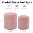 thumbnail image 3 of Pink Ottoman with Storage Set of 2 Velvet Upholstered Round Vanity Stool Footrest for Makeup Multifunction Support 300lbs Modern Ottoman Coffee Table Padded Seat for Living Room&Bedroom, 3 of 10