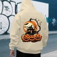 thumbnail image 4 of Hoodies for Men Casual Halloween Pumpkin Print Long Sleeve Hooded Sweatshirt Pullover Soft Loose Fall Winter Outdoor Activities Sweatshirts for Men Beige L, 4 of 4