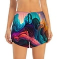 thumbnail image 2 of Balery Colorful Surreal Landscape Pantalones cortos deportivos para mujer con forro y dos bolsillos, elásticos, para entrenamiento, gimnasio, yoga-Medium, 2 of 7
