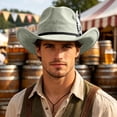 thumbnail image 4 of SGMVNU Cowboy Hats for Men Small Brim Felts Crushable Outback Hat with Belt Strap Parties Western , Green, One Size, 4 of 4