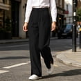 thumbnail image 6 of Zormilly Dress Pants Women High Waisted Business Casual Wide Leg Trousers with Pockets Side Slit Office Dressy Loose Pants, S-2XL, 6 of 9