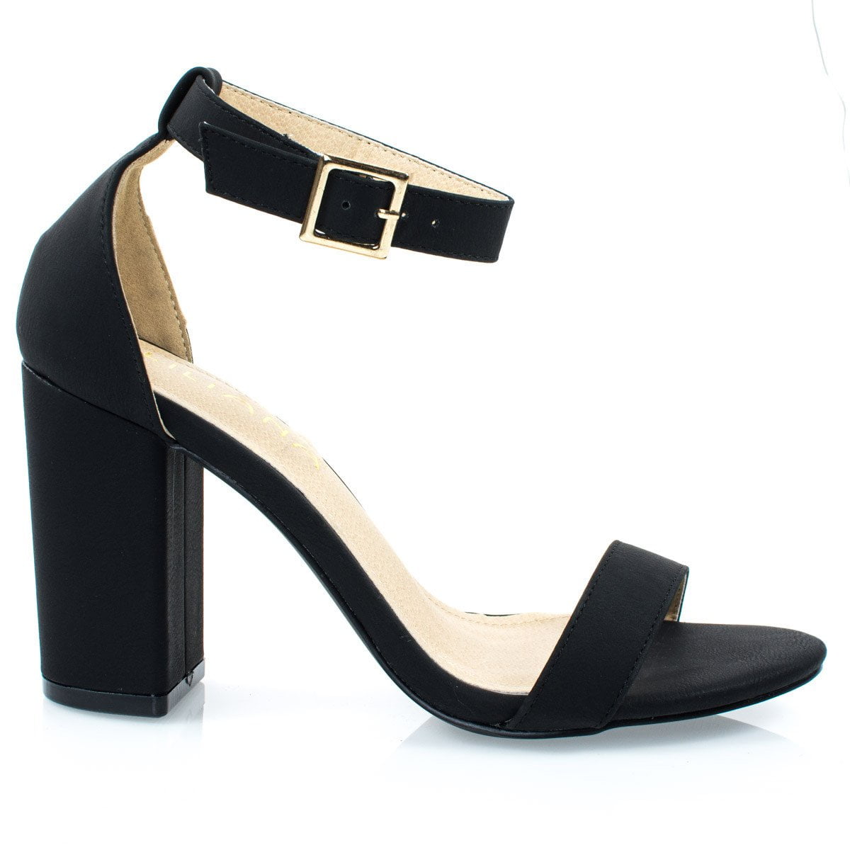 black open toe block heels