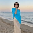 thumbnail image 6 of Helii Women's Mesh Poncho Cover Up, Hollow Out Knit Beach Poncho, Asymmetrical Sheer Cover Up, Lightweight Crochet Poncho for Swimsuit Vacation Beach Blue,One Size, 6 of 7