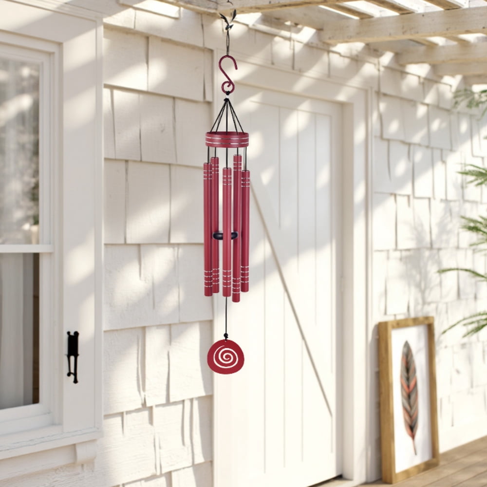 Sunset Vista Design 41" Heavy Tone Wind Chimes, Modern Wind Chimes with Aluminum Tubes and S Hook,Outdoor/Indoor Wind Chimes for Home Garden Hanging Decor,Window Wind Bells, Red