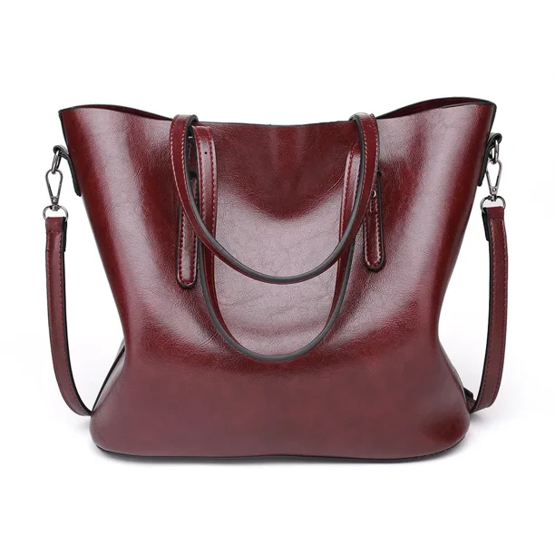 Bolso grande de cuero al óleo para mujer, bandolera de hombro, moda europea y americana, novedad de 2022