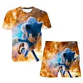 thumbnail image 3 of Traje de camiseta Sonic 4-14T Traje de verano para niños y niñas con estampado 3D de Sonic Traje de patrón de camisetas de manga corta para niños, 3 of 5