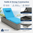 thumbnail image 5 of Outdoor Lounge Chairs, Seizeen Rattan Chaise Lounge Set of 2, All-weather Pool Recliner w/Side Table, Light Gray Cushions, Adjustable Backrest, 5 of 9