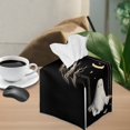 thumbnail image 5 of Psesaysky Suqare Tissue Box Holder, 5.1"X5.1"X5.5" Waterproof Tissue Box Cover PU Leather Facial Organizer for Dresser Bathroom Home Decor (Ghost), 5 of 7