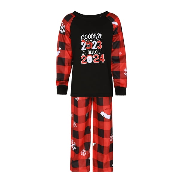 Pijamas Navideñas Conjuntos de 2 piezas para padres e hijos, pijamas cómodos para bebés, niños, adolescentes y adultos Kuymtek Negro*niño 10 A para Unisex
