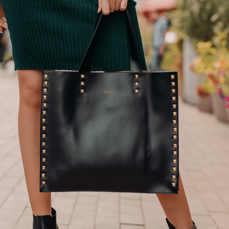 DASTI Shoulder Designer Studded Tote Purses And Handbags For Women Black