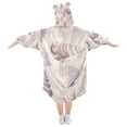 thumbnail image 2 of FORMRS Wearable Blanket Hoodie with Sleeves for Kids Cozy Flannel Sweatshirt, Purple Watercolor Seashells, 2 of 7