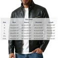 thumbnail image 3 of WIZUTIZ Men's Leather Jacket Solid Color Motorcycle Vintage Zipper Pocket Long Sleeve Hoodless PU Coat for Winter Casual Daily Outdoor Mens Fashion, 3 of 9