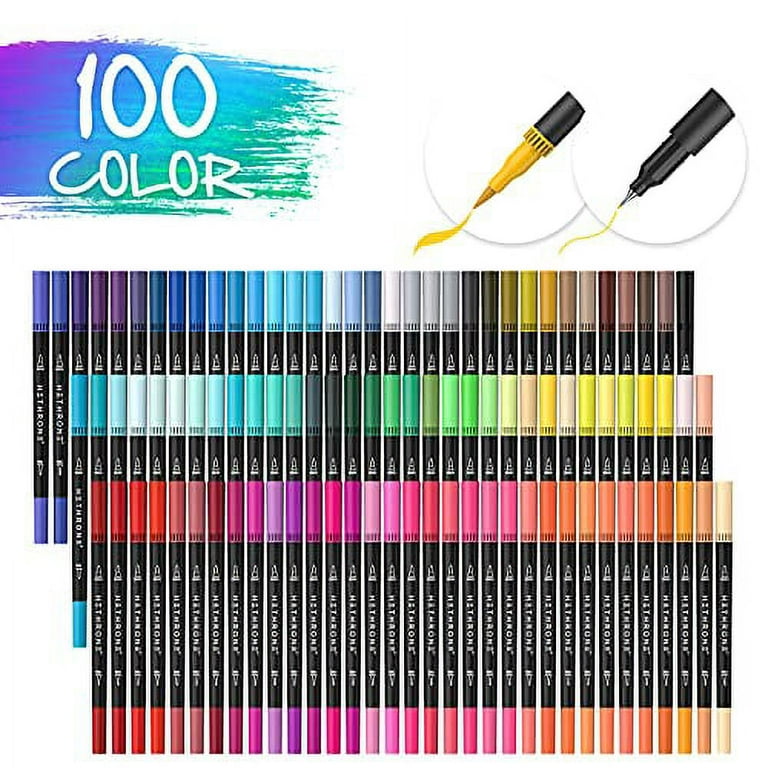 Hethrone Markers for Adult Coloring - 100 Colors Dual Tip Brush Pens A —  CHIMIYA