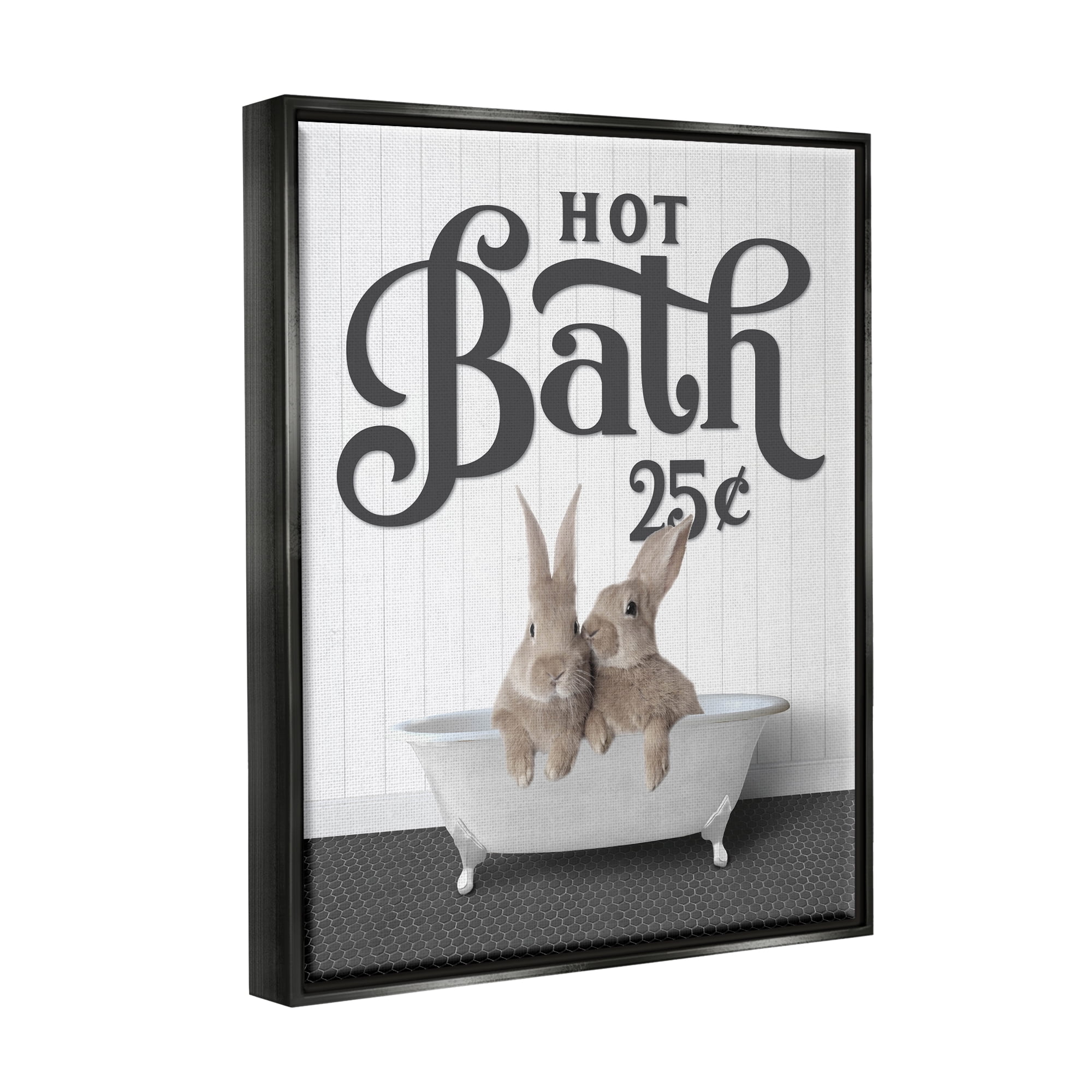 Stupell Industries Vintage Rabbits in Tub Animals & Insects Painting Black Floater Framed Art Print Wall Art, 25 x 31