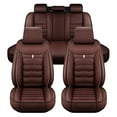 thumbnail image 3 of Maidao Car Seat Covers Leather Full Set for Infiniti for Q60 2013-Present 5 Seats Compatible Airbag Water Resistant Front Rear Cushion Protector Coffee, 3 of 7