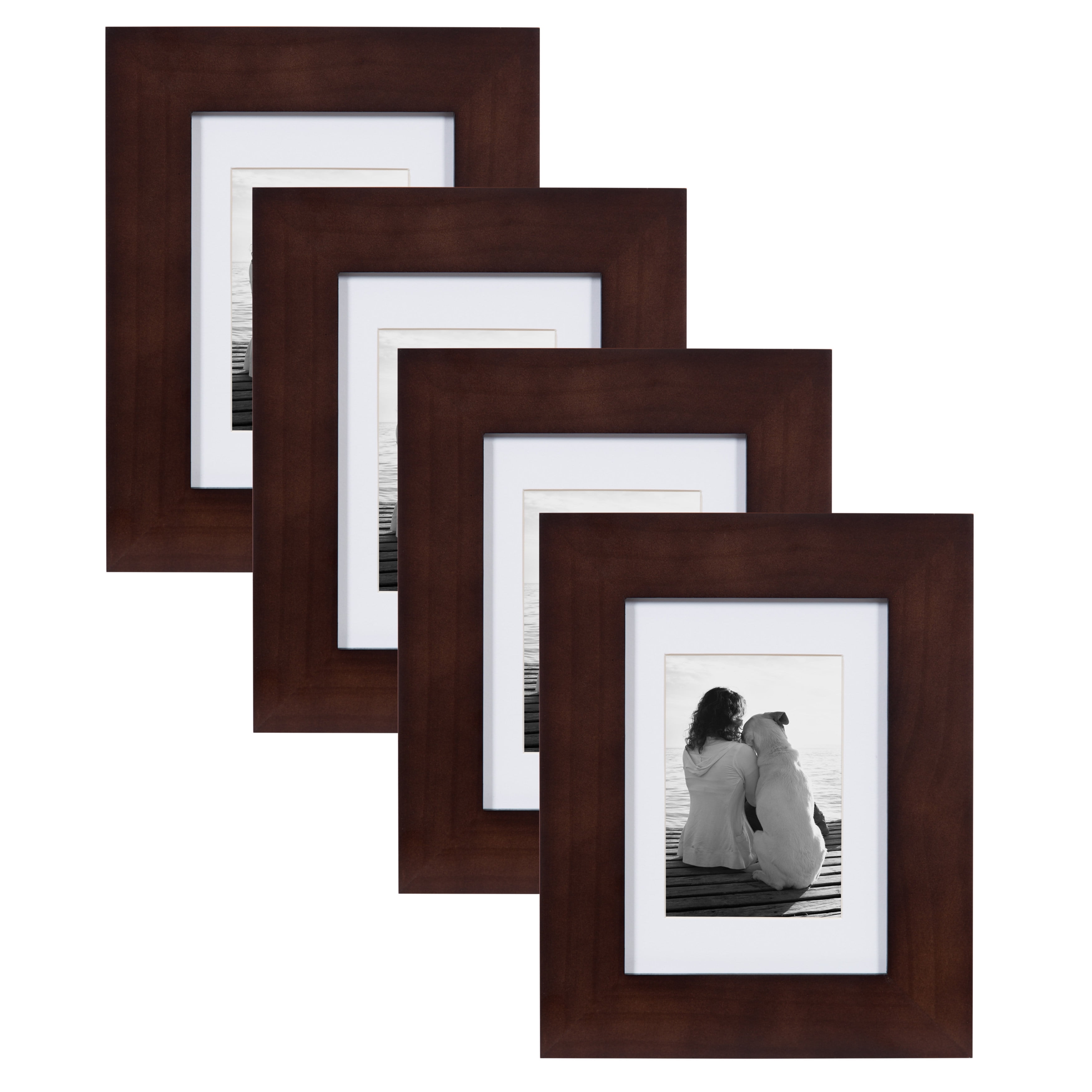 Designovation Museum Wooden Traditional Picture Frame Set With Mats For